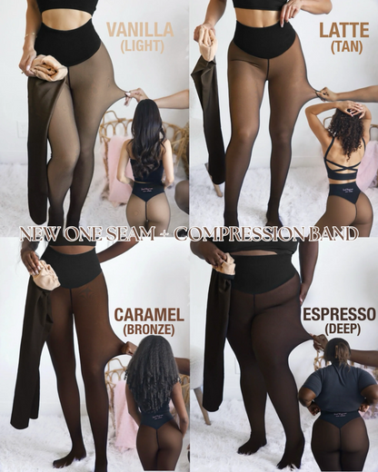 New Compression Band Model One-Seam Translucent Fleece Lined Tights